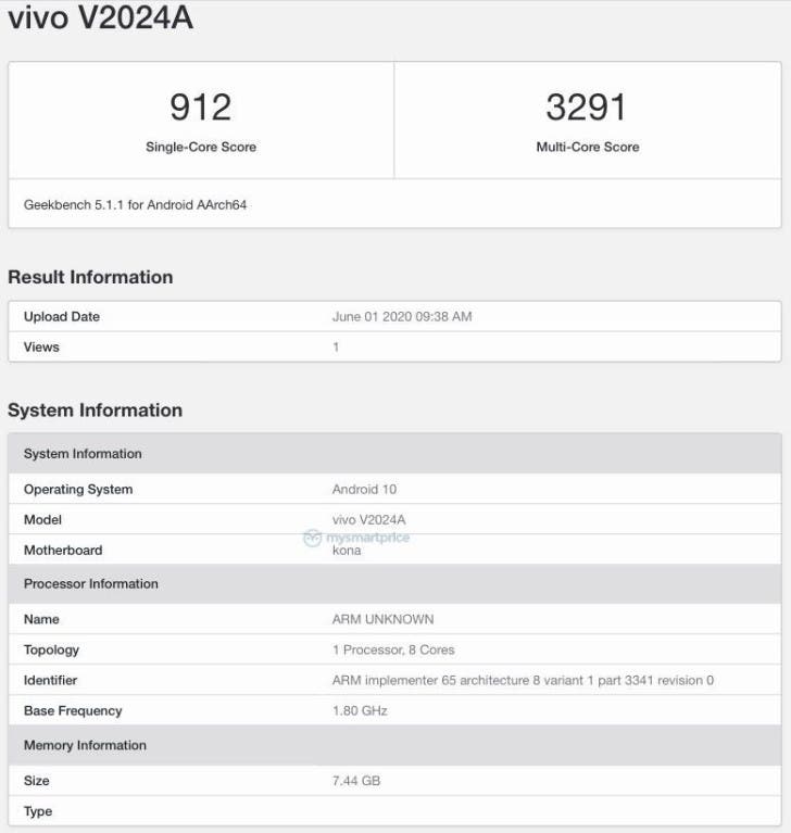 新的VIVO  5G旗舰手机Sport  Snapdragon  865出现在GeekBench上